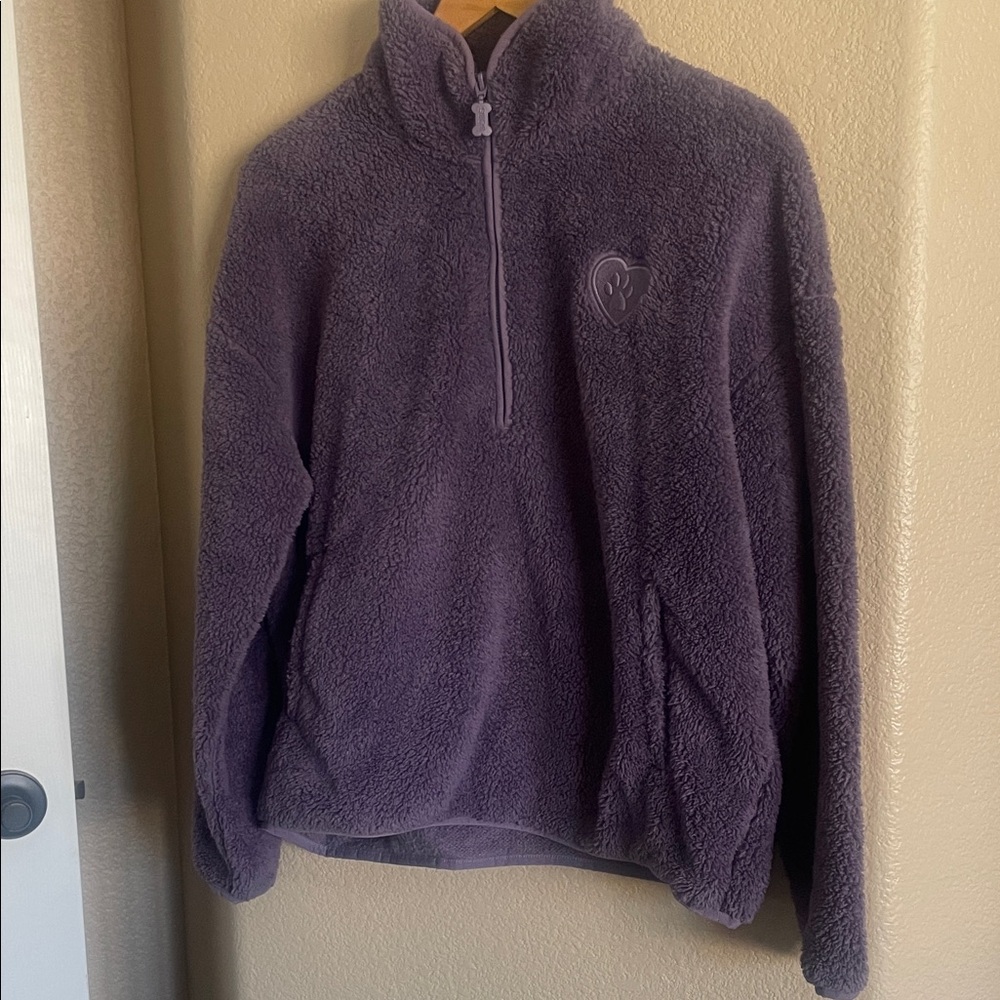 Bobs by Skechers Women’s Long Sleeve Purple Fleece Quarter-Zip Pullover - Picture 1 of 6